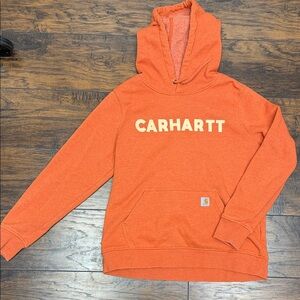 Carhartt Orange Pullover Hoodie with Front Pocket